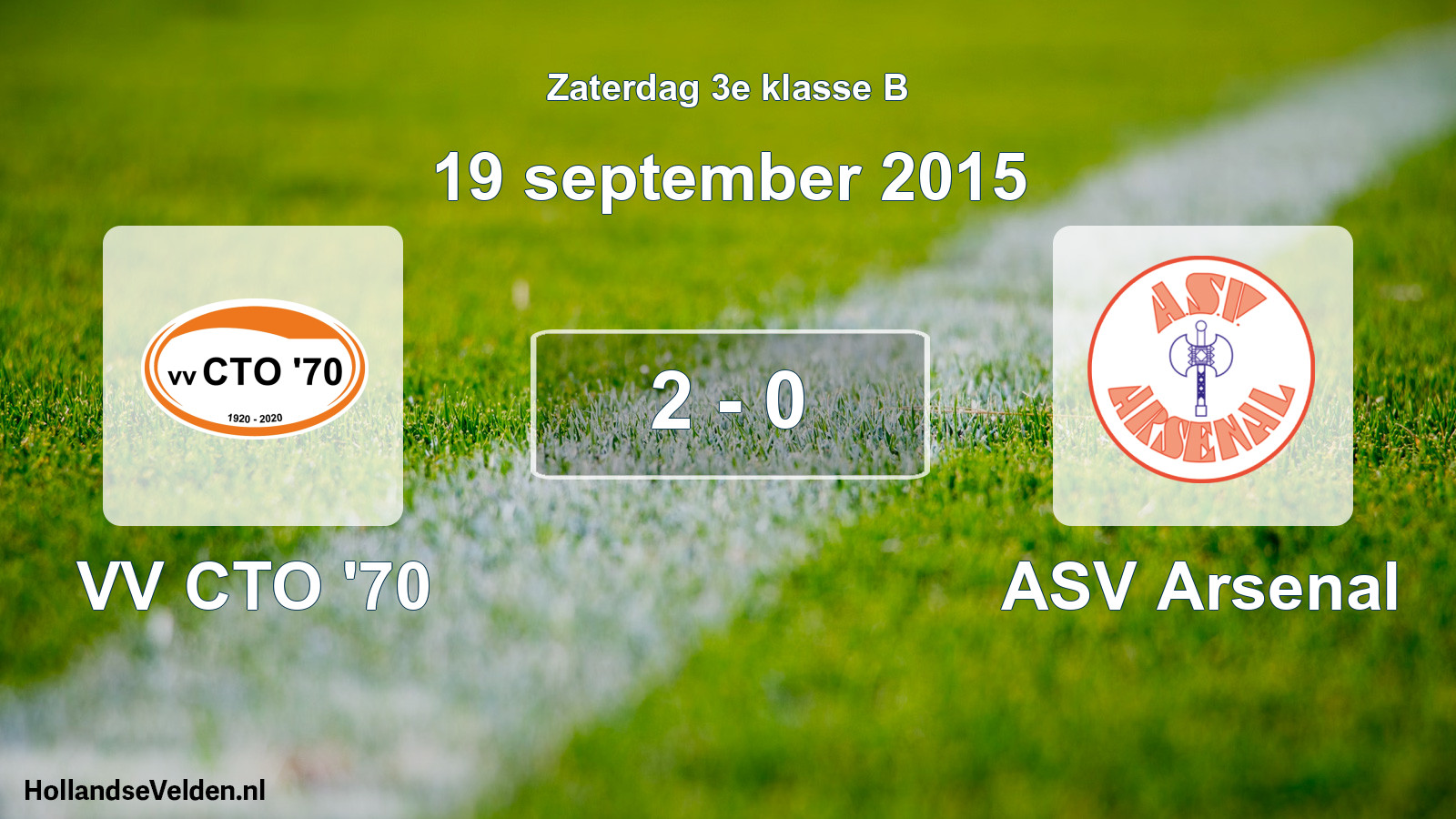 Total number of matches played: VV CTO '70 - ASV Arsenal 2 - 0 (19 September 2015)