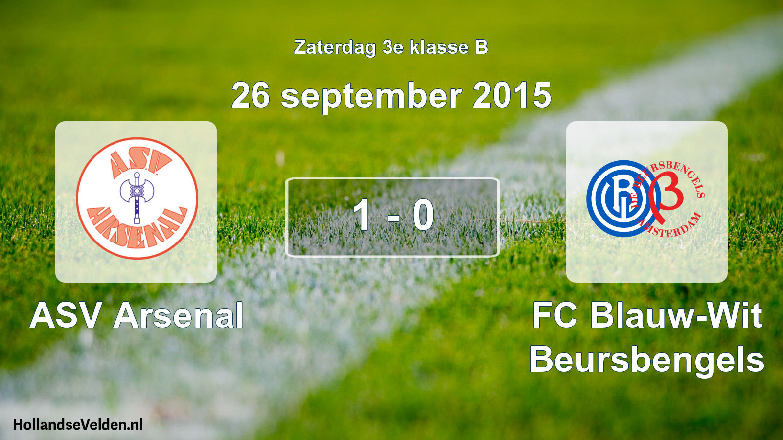 Total number of matches played: ASV Arsenal - FC Blauw-Wit Beursbengels 1 - 0 (26 September 2015)