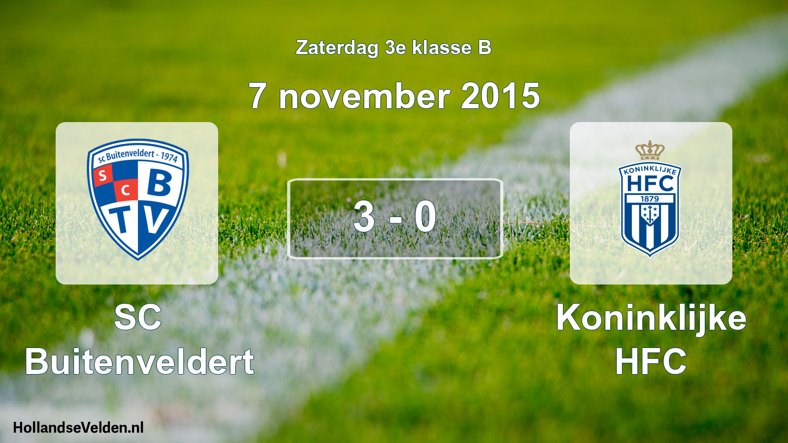 Total number of matches played: SC Buitenveldert - Koninklijke HFC 3 - 0 (7 November 2015)
