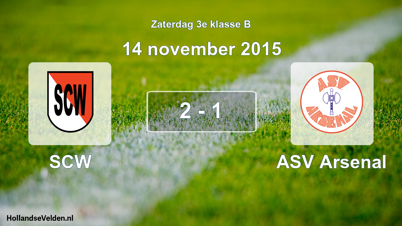 Total number of matches played: SCW - ASV Arsenal 2 - 1 (14 November 2015)