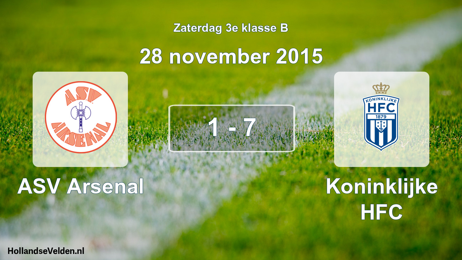 Total number of matches played: ASV Arsenal - Koninklijke HFC 1 - 7 (28 November 2015)