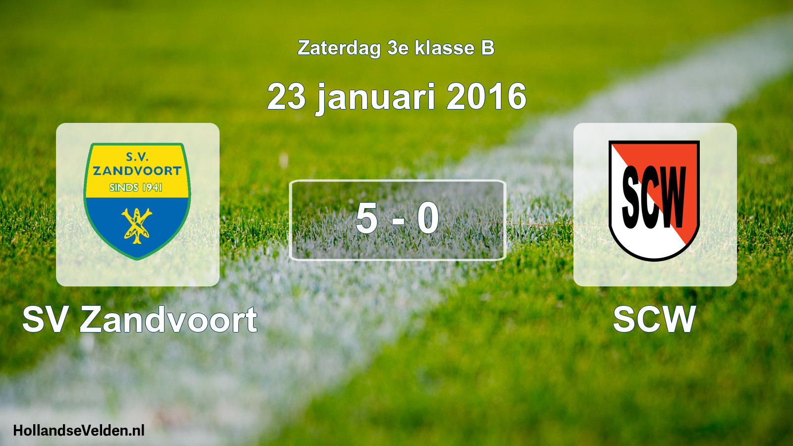Total number of matches played: SV Zandvoort - SCW 5 - 0 (23 January 2016)