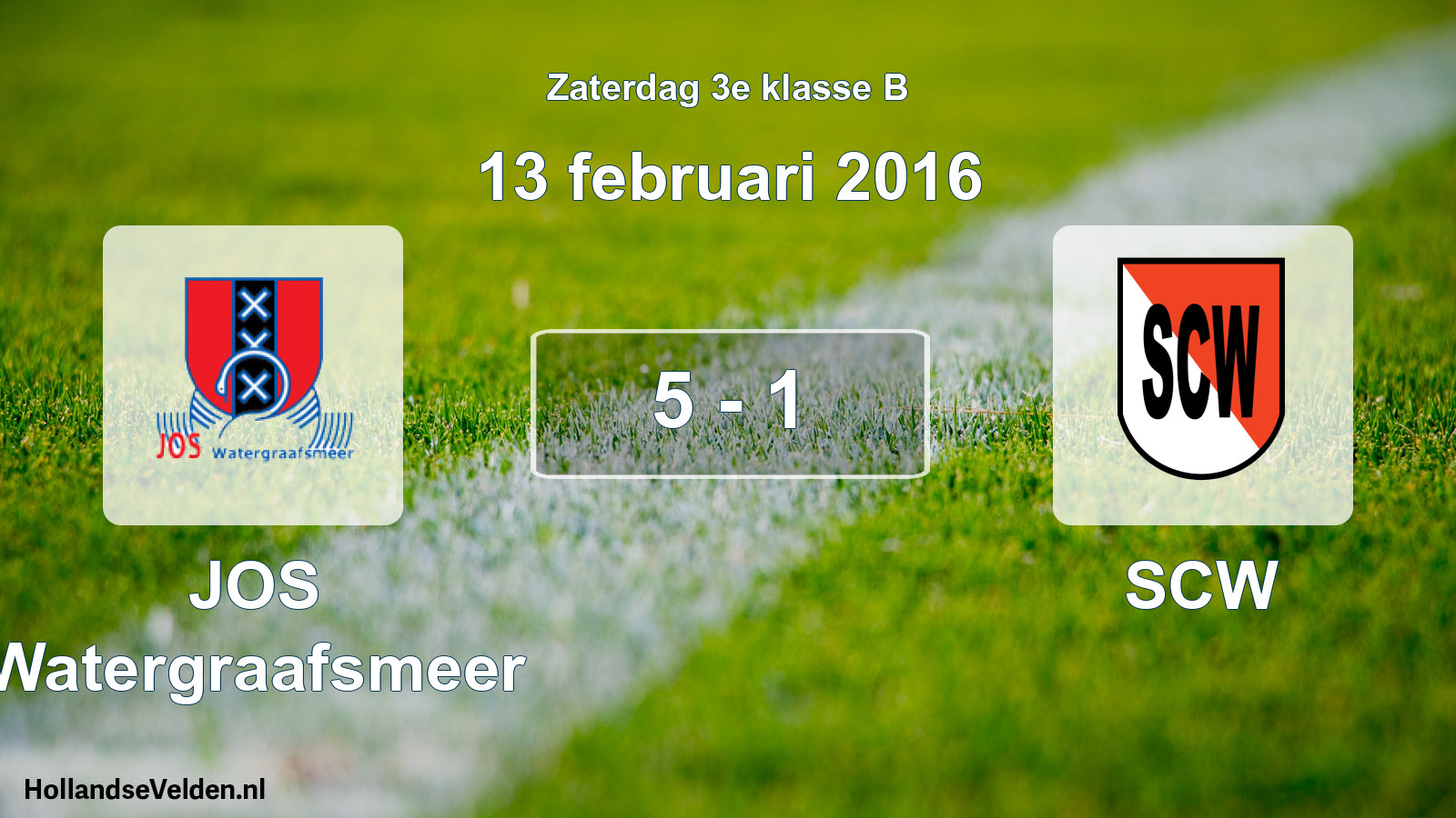Total number of matches played: JOS Watergraafsmeer - SCW 5 - 1 (13 February 2016)