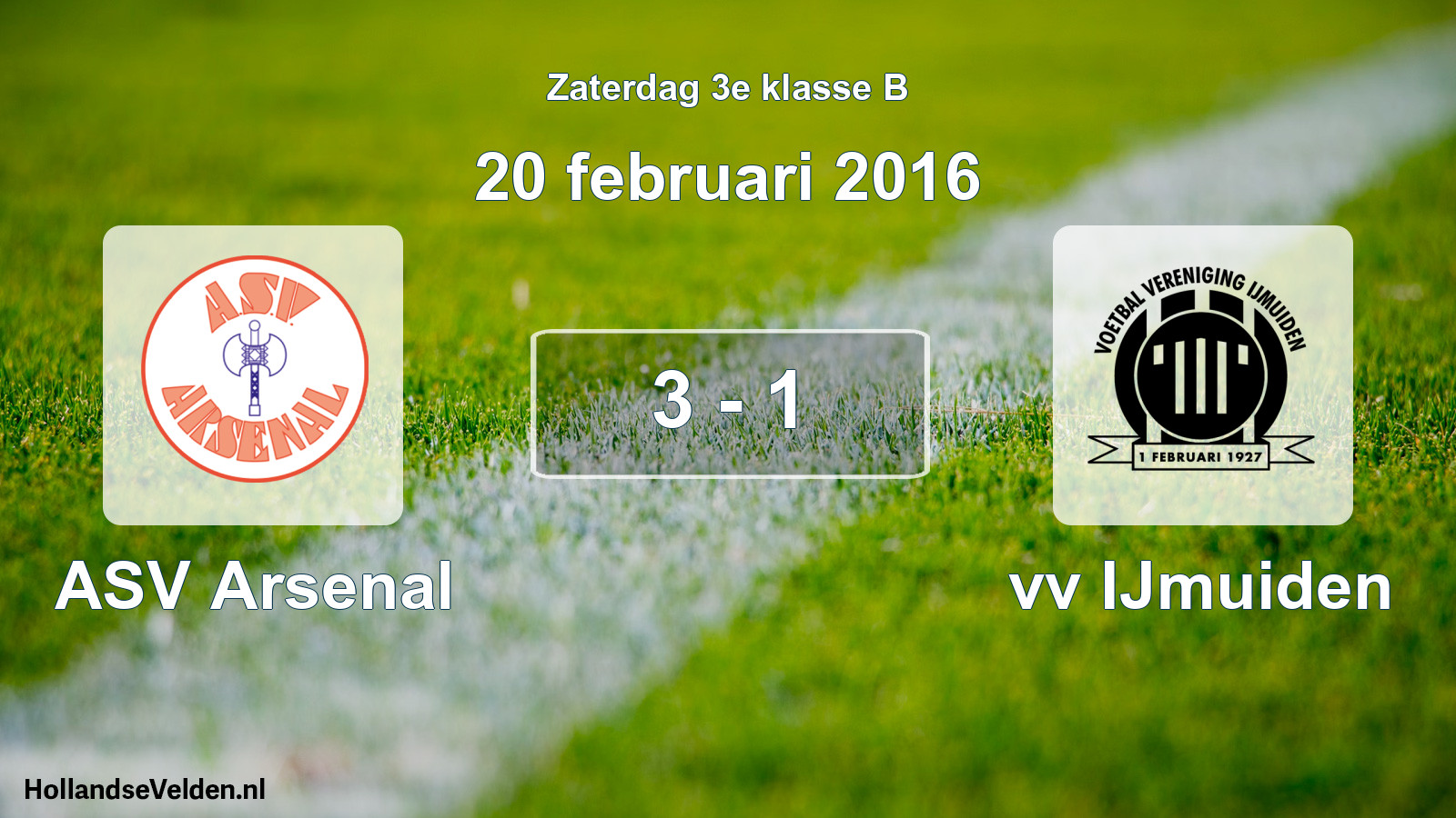 Total number of matches played: ASV Arsenal - vv IJmuiden 3 - 1 (20 February 2016)