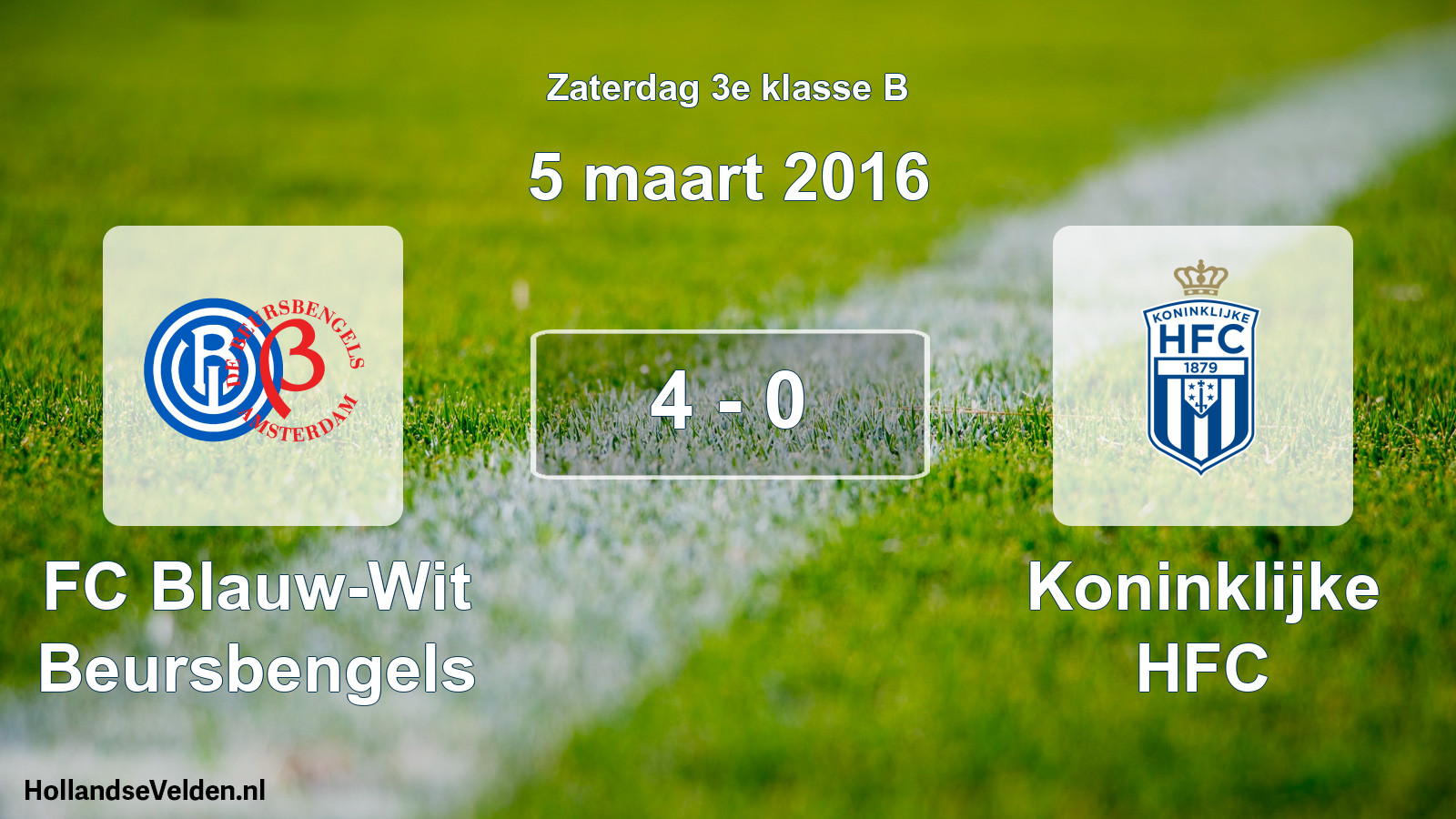 Total number of matches played: FC Blauw-Wit Beursbengels - Koninklijke HFC 4 - 0 (5 March 2016)