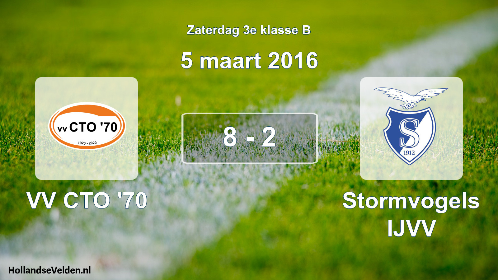 Total number of matches played: VV CTO '70 - Stormvogels IJVV 8 - 2 (5 March 2016)
