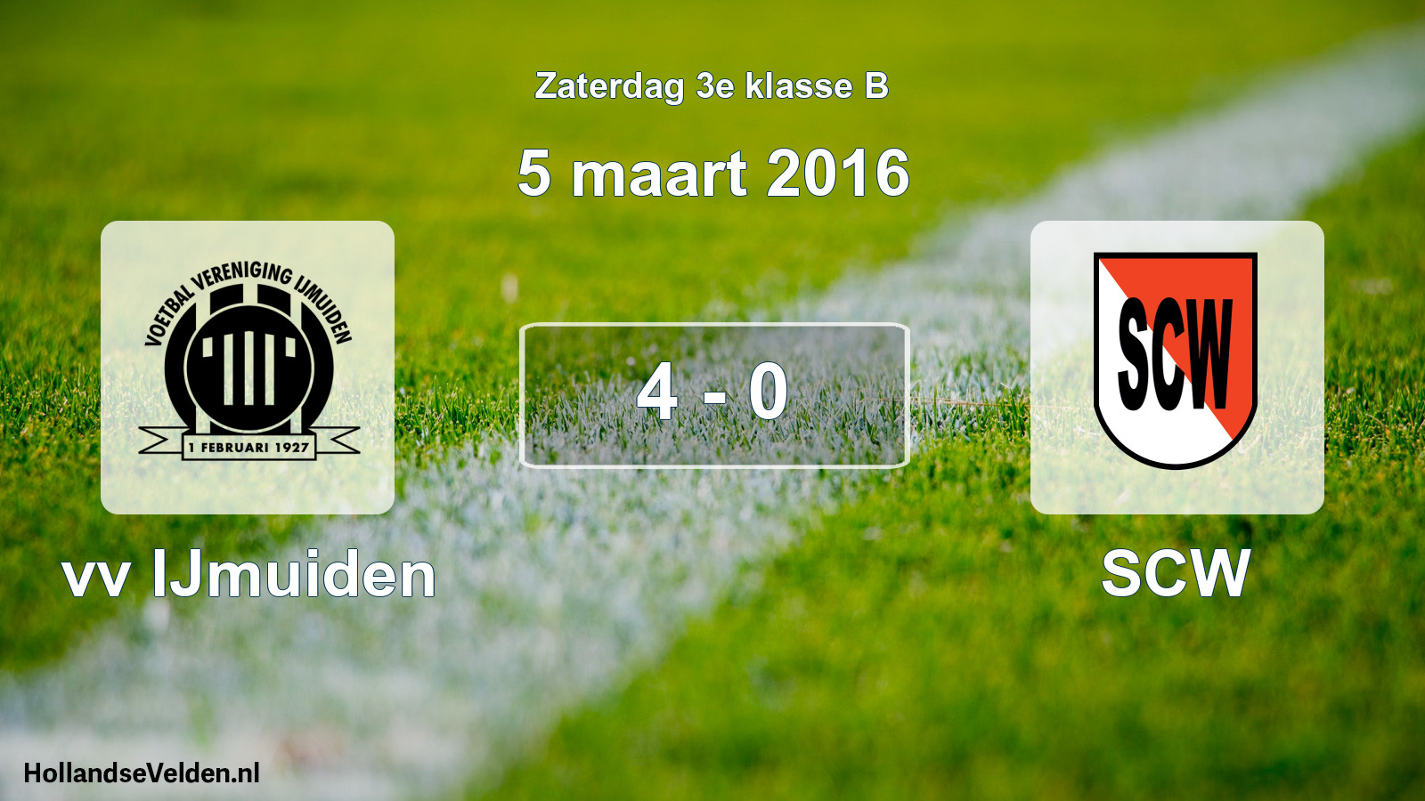 Total number of matches played: vv IJmuiden - SCW 4 - 0 (5 March 2016)