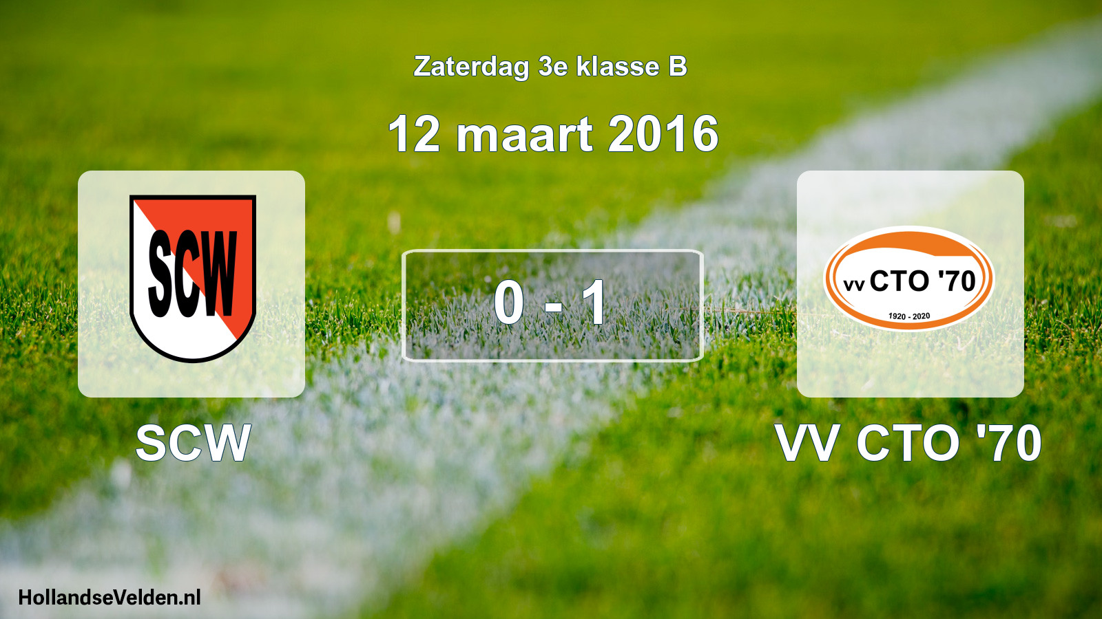 Total number of matches played: SCW - VV CTO '70 0 - 1 (12 March 2016)