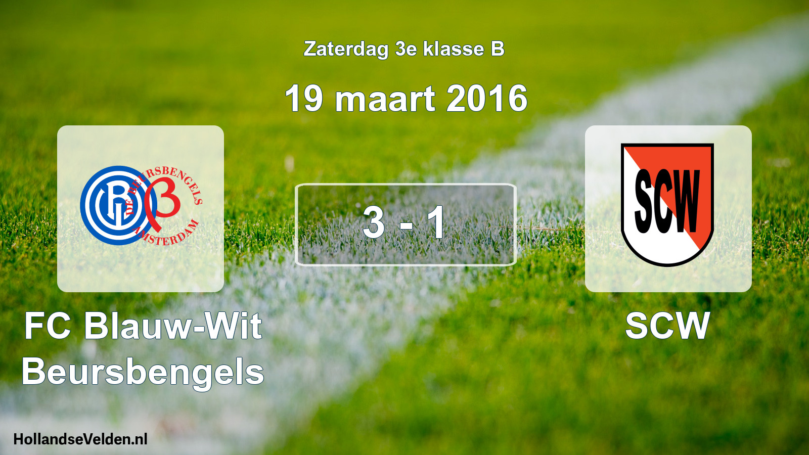 Total number of matches played: FC Blauw-Wit Beursbengels - SCW 3 - 1 (19 March 2016)