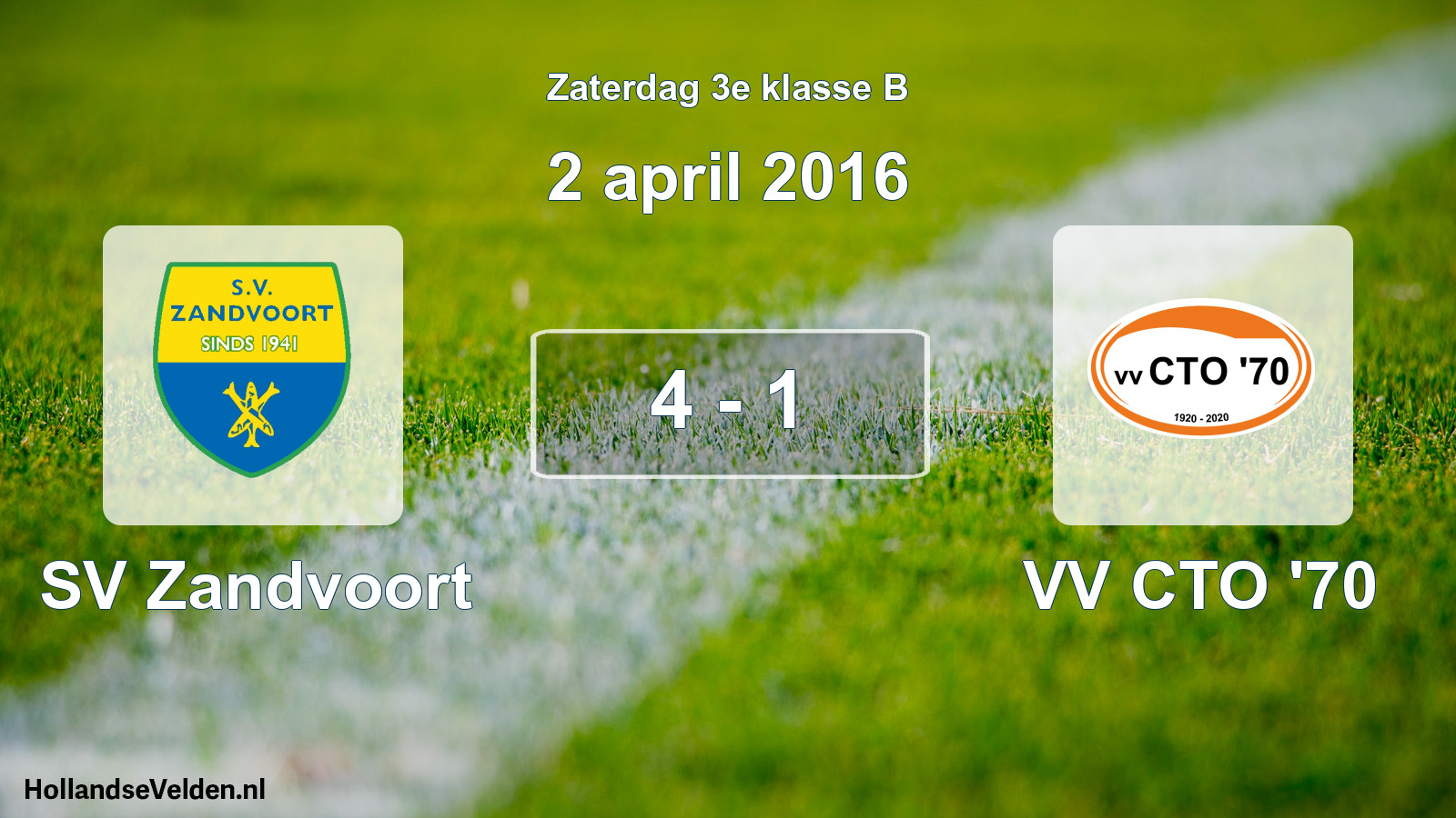 Total number of matches played: SV Zandvoort - VV CTO '70 4 - 1 (2 April 2016)