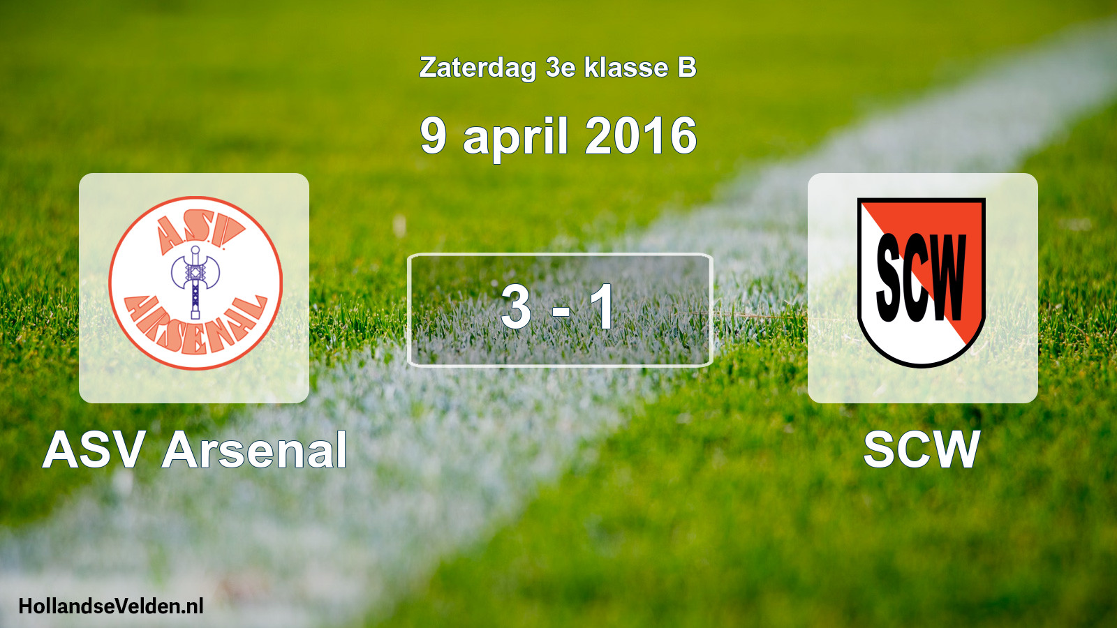 Total number of matches played: ASV Arsenal - SCW 3 - 1 (9 April 2016)