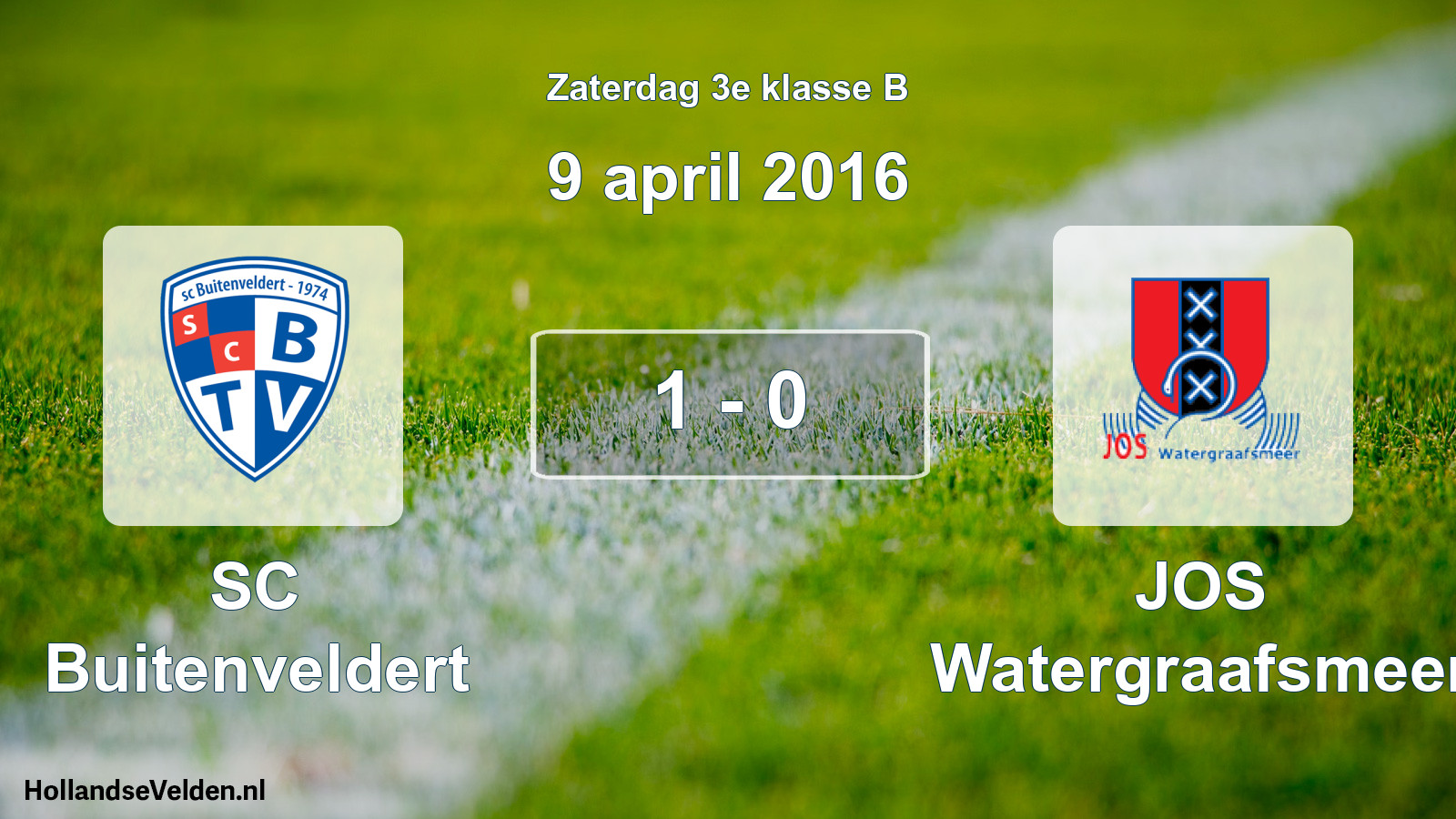 Total number of matches played: SC Buitenveldert - JOS Watergraafsmeer 1 - 0 (9 April 2016)