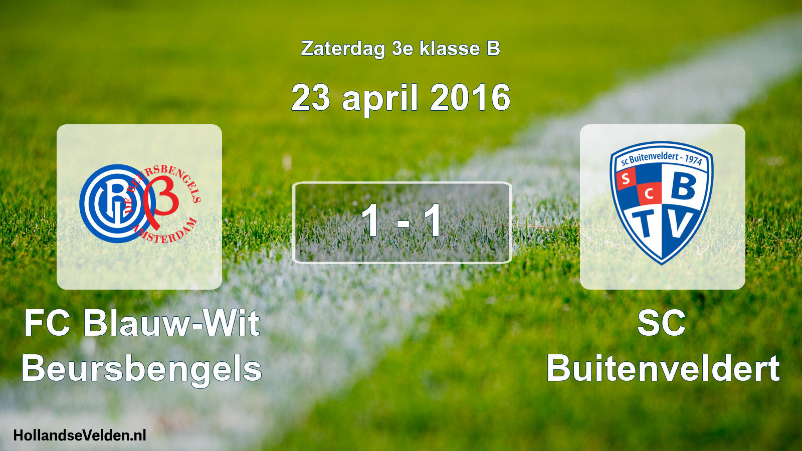 Total number of matches played: FC Blauw-Wit Beursbengels - SC Buitenveldert 1 - 1 (23 April 2016)
