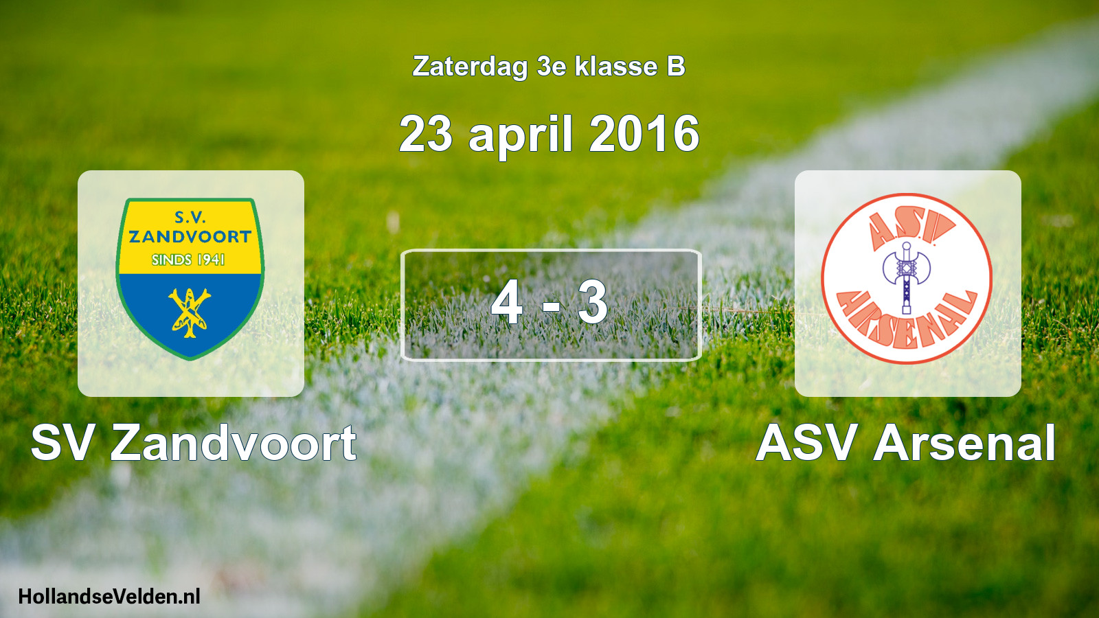 Total number of matches played: SV Zandvoort - ASV Arsenal 4 - 3 (23 April 2016)