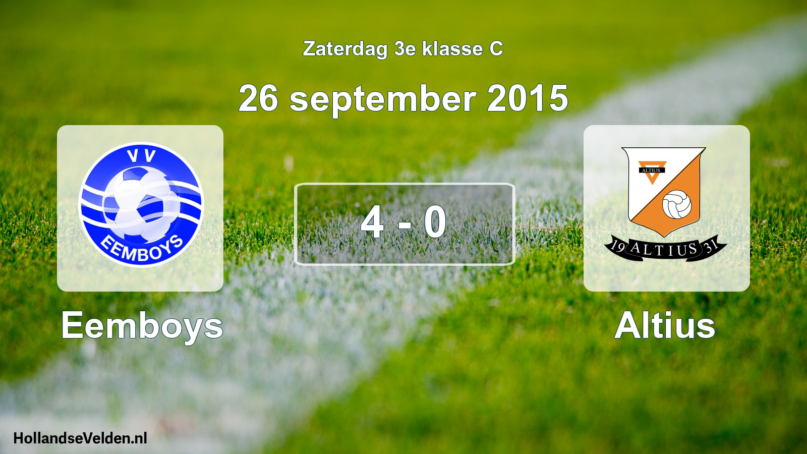 Total number of matches played: Eemboys - Altius 4 - 0 (26 September 2015)