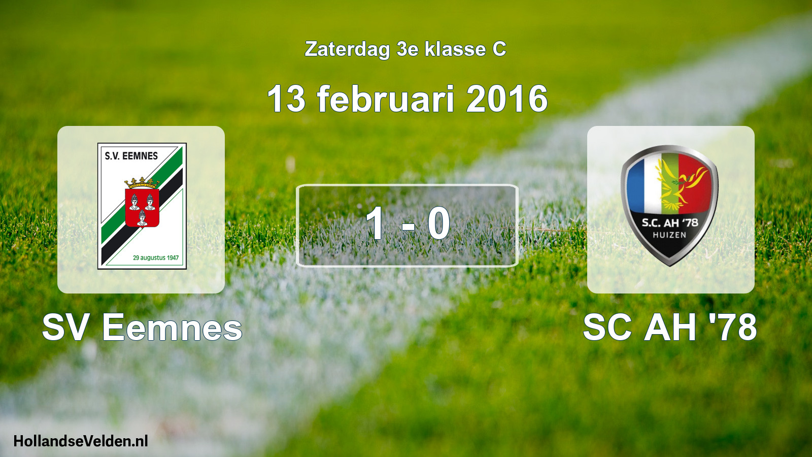 Total number of matches played: SV Eemnes - SC AH '78 1 - 0 (13 February 2016)