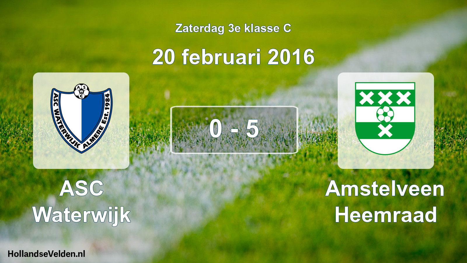 Total number of matches played: ASC Waterwijk - Amstelveen Heemraad 0 - 5 (20 February 2016)