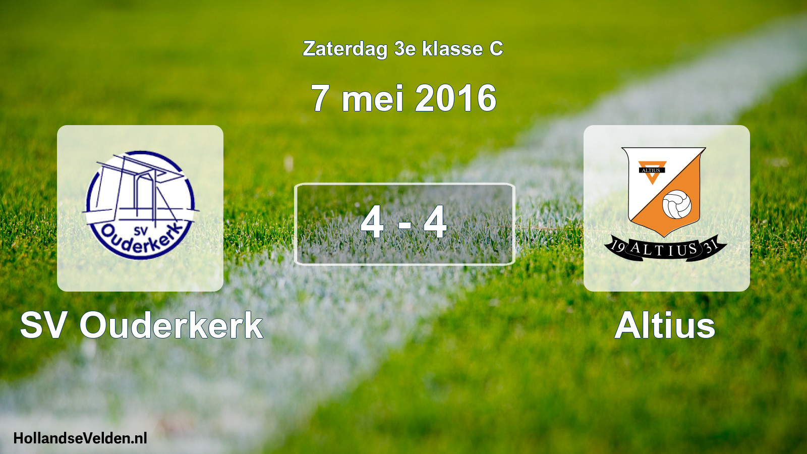 Total number of matches played: SV Ouderkerk - Altius 4 - 4 (7 May 2016)
