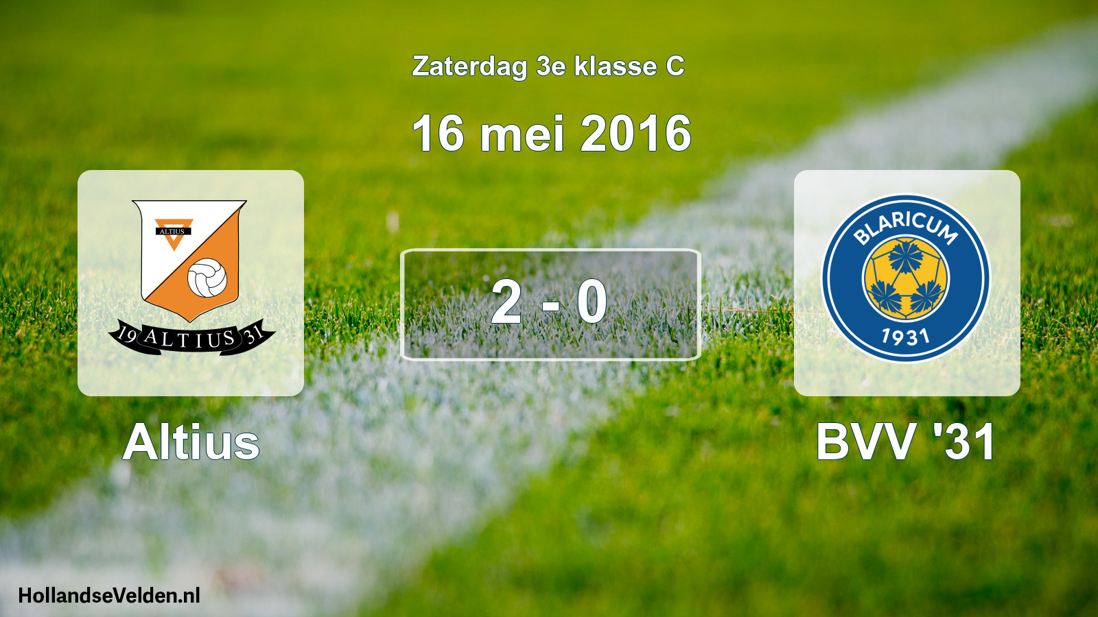 Total number of matches played: Altius - BVV '31 2 - 0 (16 May 2016)