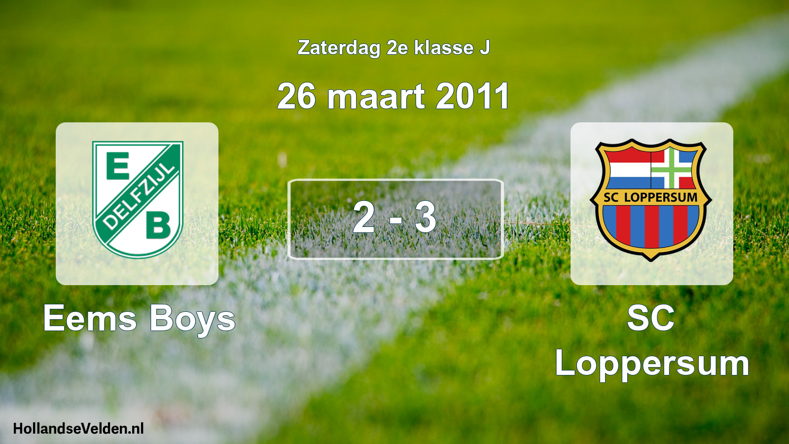 Total number of matches played: Eems Boys - SC Loppersum 2 - 3 (26 March 2011)