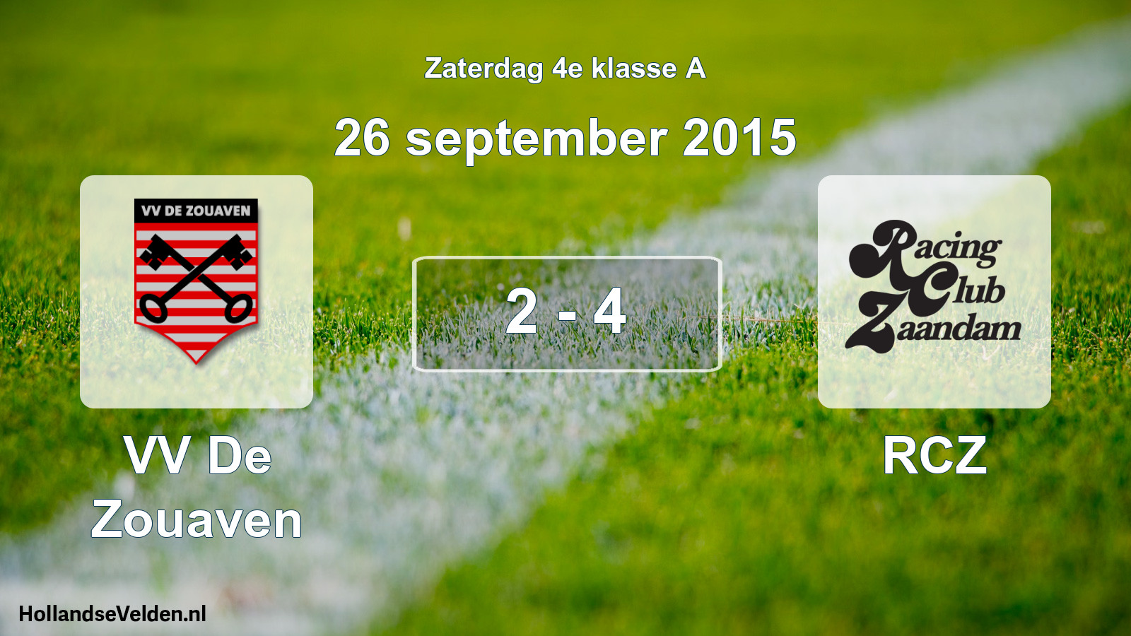 Total number of matches played: VV De Zouaven - RCZ 2 - 4 (26 September 2015)