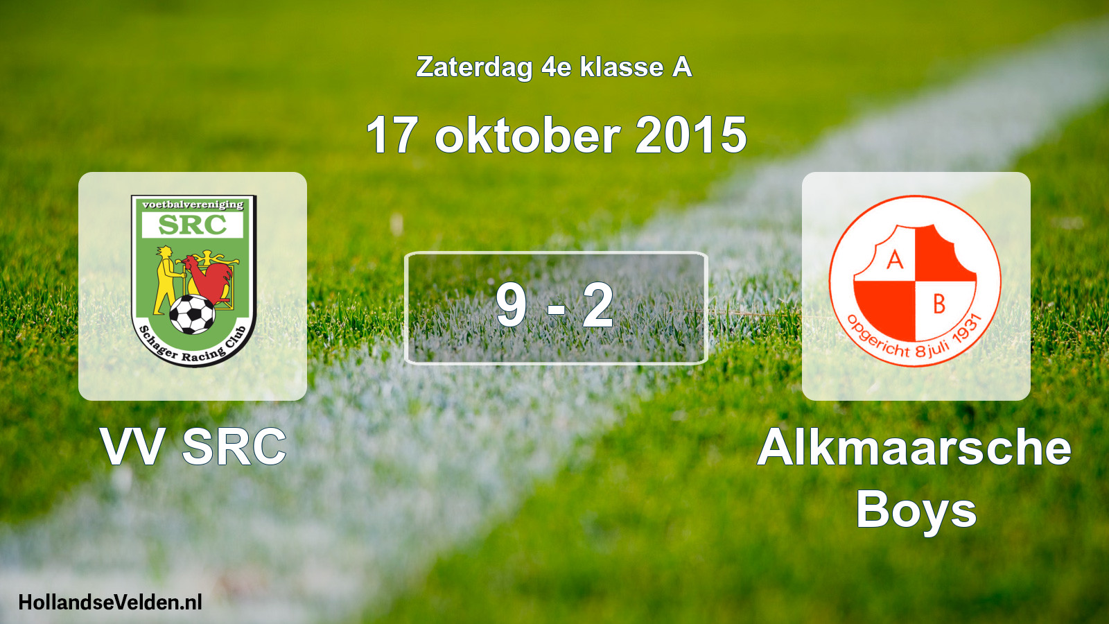 Total number of matches played: VV SRC - Alkmaarsche Boys 9 - 2 (17 October 2015)