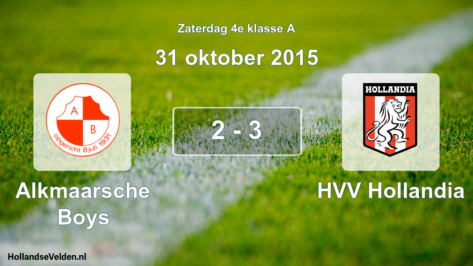 Total number of matches played: Alkmaarsche Boys - HVV Hollandia 2 - 3 (31 October 2015)