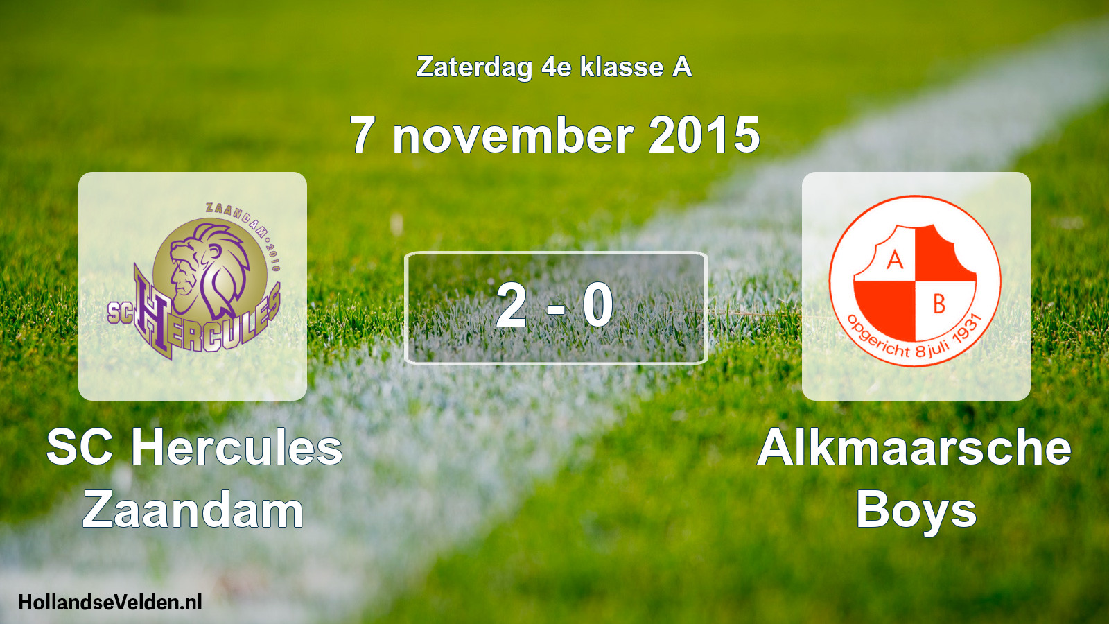 Total number of matches played: SC Hercules Zaandam - Alkmaarsche Boys 2 - 0 (7 November 2015)
