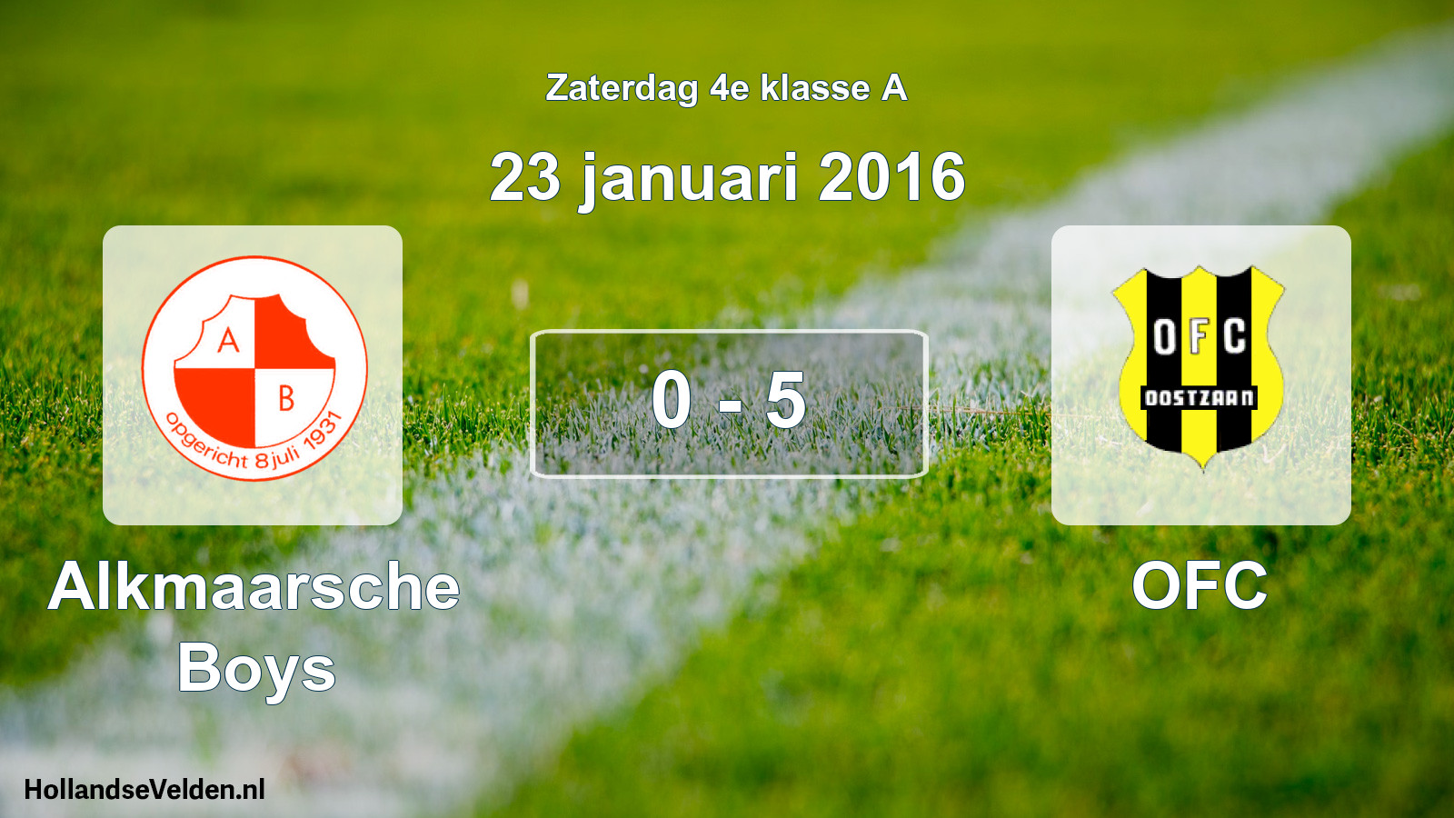 Total number of matches played: Alkmaarsche Boys - OFC 0 - 5 (23 January 2016)