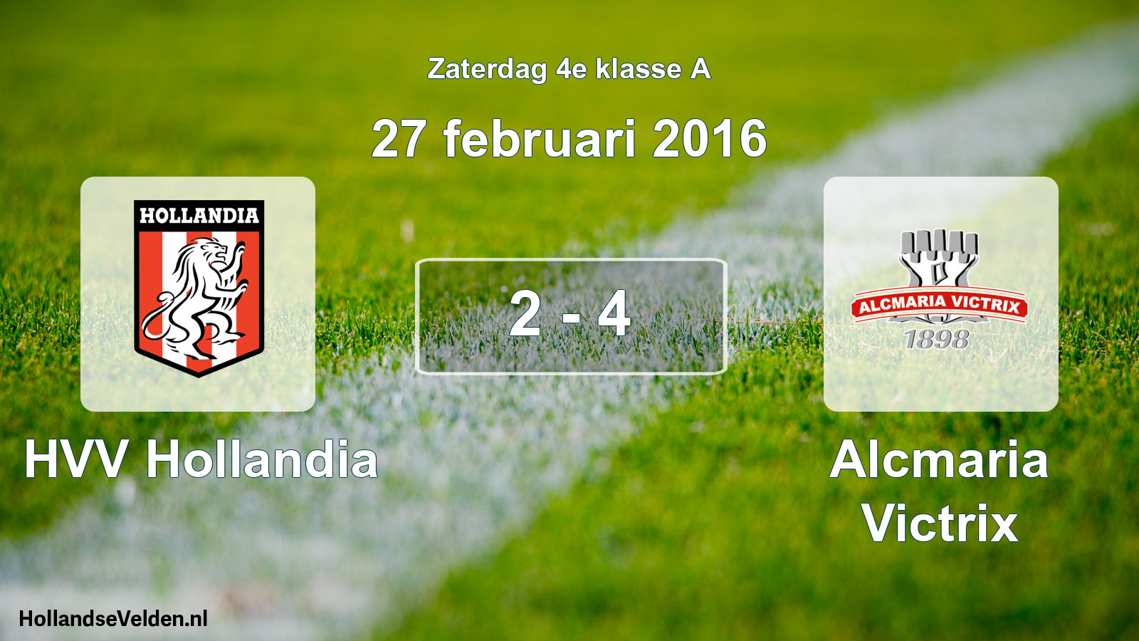Total number of matches played: HVV Hollandia - Alcmaria Victrix 2 - 4 (27 February 2016)