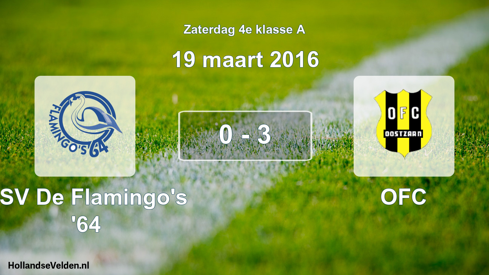 Total number of matches played: ASV De Flamingo's '64 - OFC 0 - 3 (19 March 2016)
