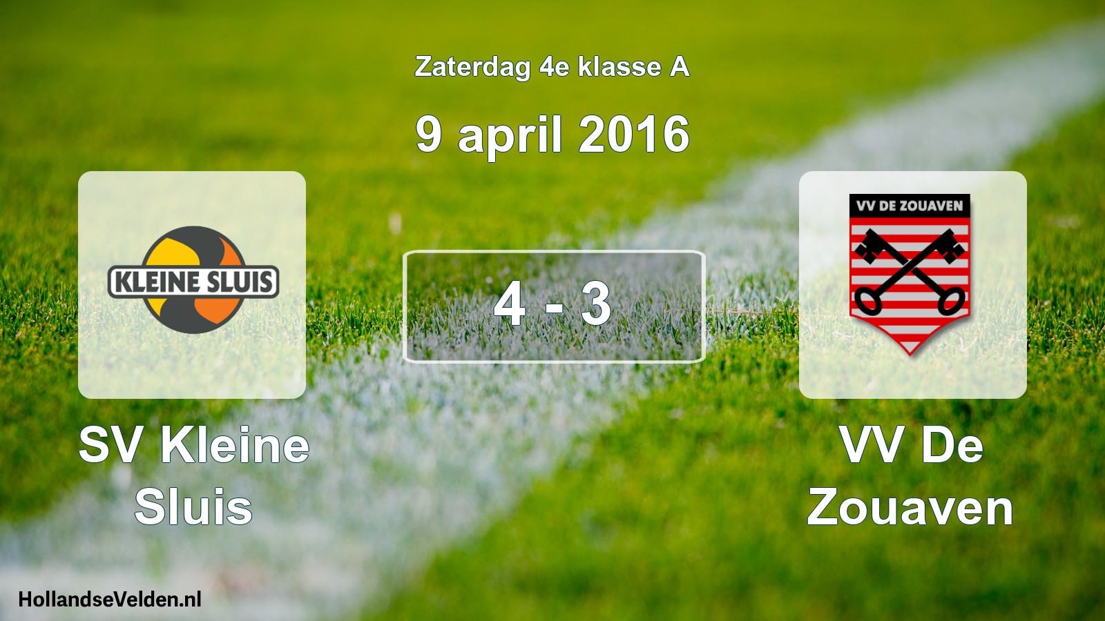 Total number of matches played: SV Kleine Sluis - VV De Zouaven 4 - 3 (9 April 2016)