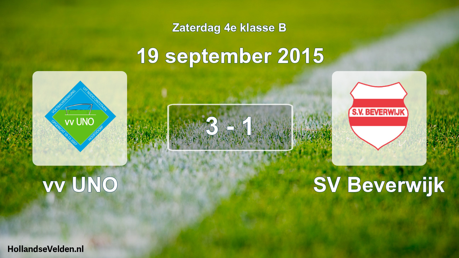Total number of matches played: vv UNO - SV Beverwijk 3 - 1 (19 September 2015)