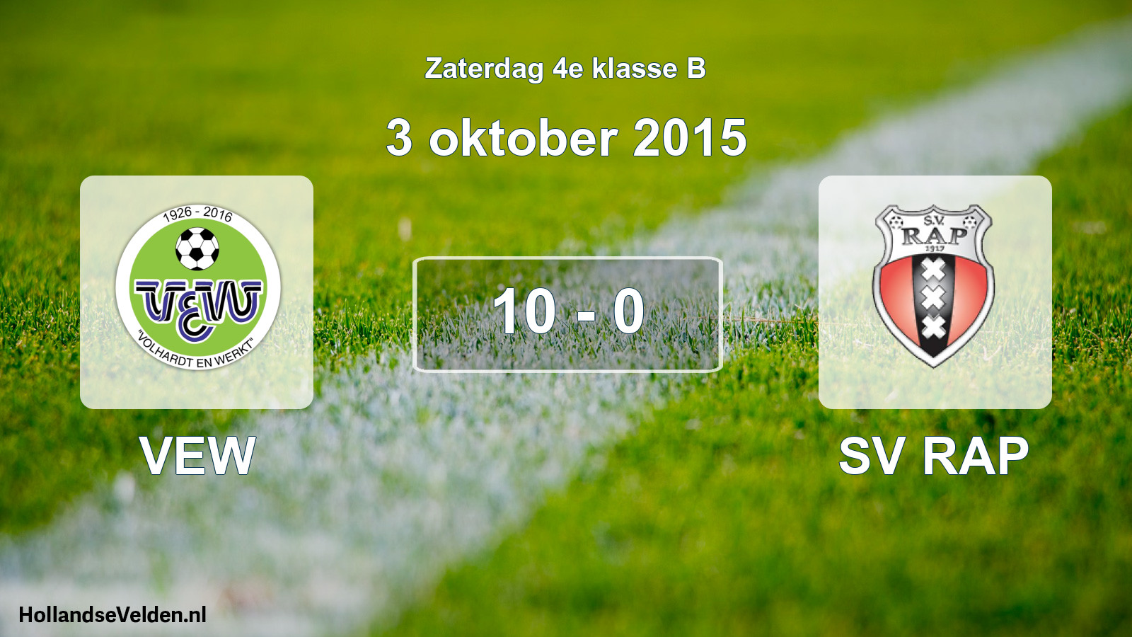 Total number of matches played: VEW - SV RAP 10 - 0 (3 October 2015)
