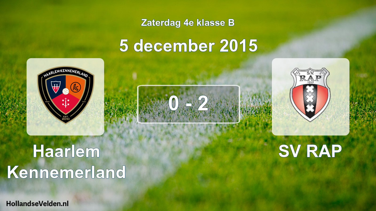 Total number of matches played: Haarlem Kennemerland - SV RAP 0 - 2 (5 December 2015)