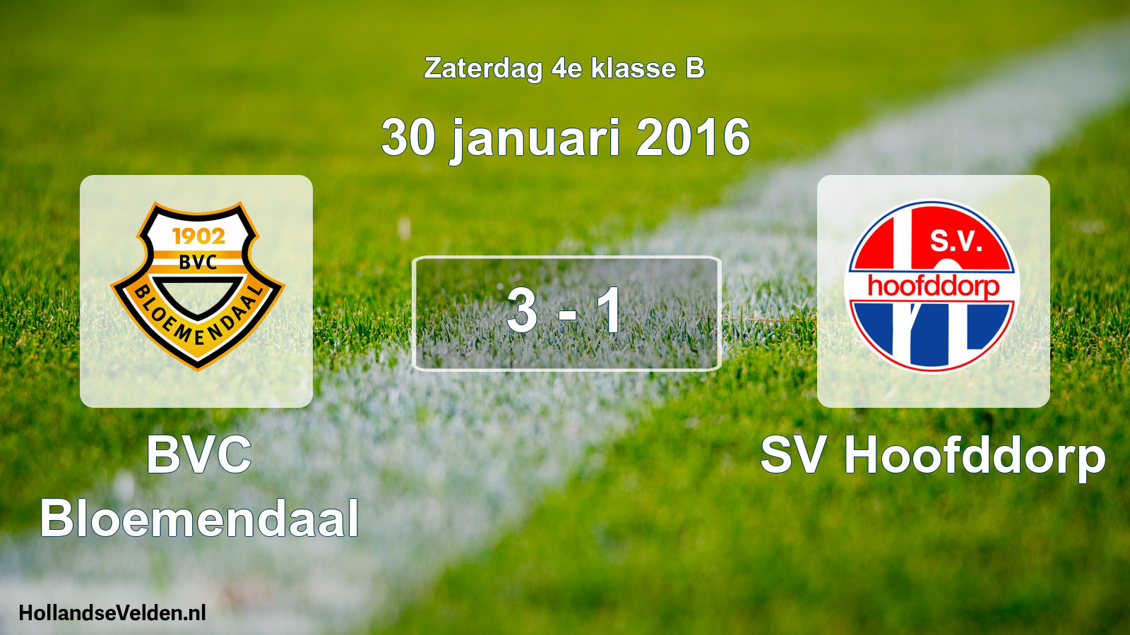 Total number of matches played: BVC Bloemendaal - SV Hoofddorp 3 - 1 (30 January 2016)