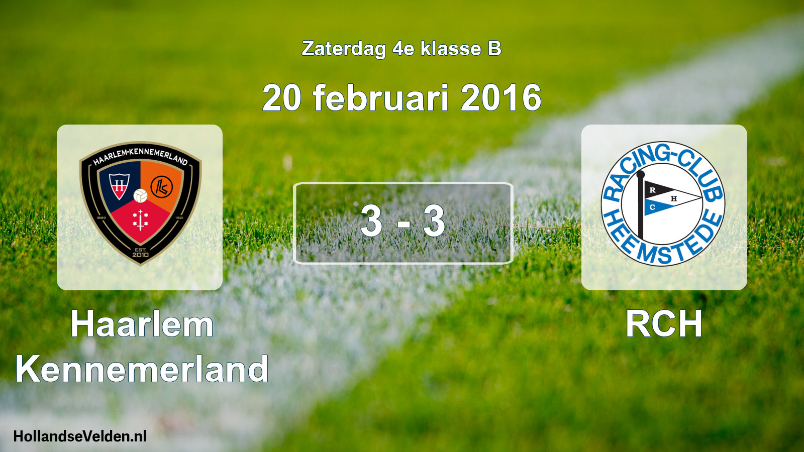 Total number of matches played: Haarlem Kennemerland - RCH 3 - 3 (20 February 2016)