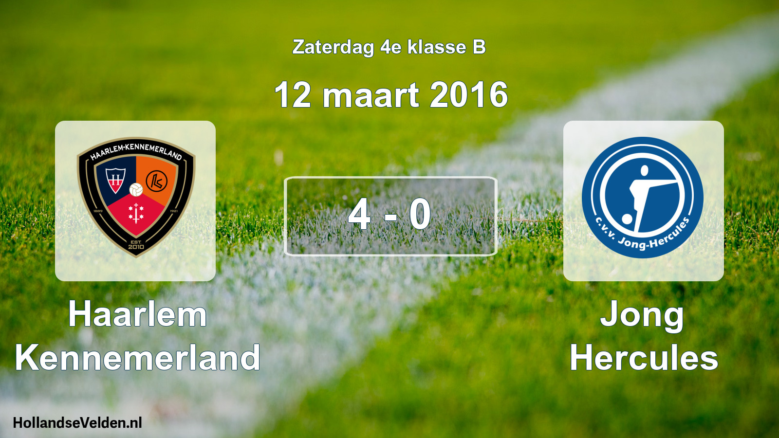 Total number of matches played: Haarlem Kennemerland - Jong Hercules 4 - 0 (12 March 2016)
