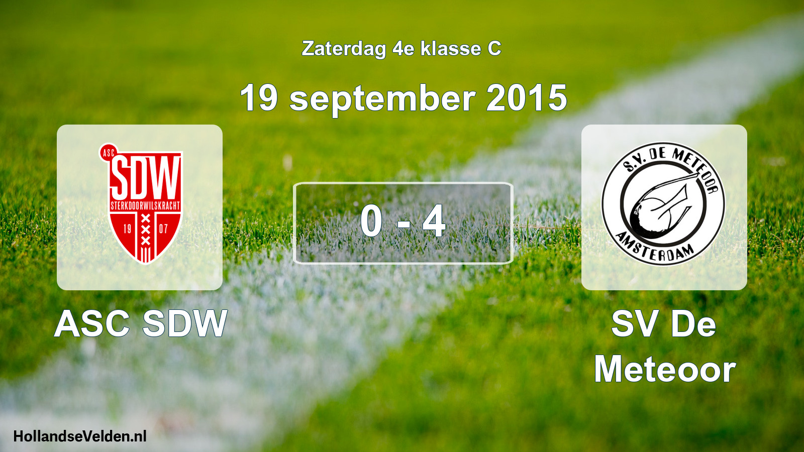 Total number of matches played: ASC SDW - SV De Meteoor 0 - 4 (19 September 2015)