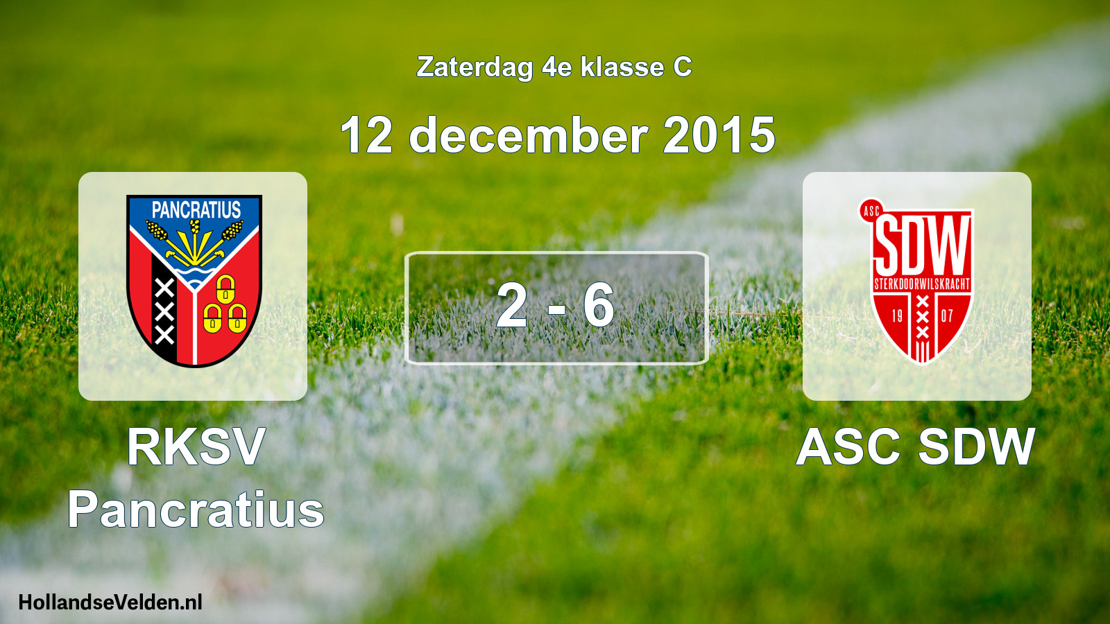 Total number of matches played: RKSV Pancratius - ASC SDW 2 - 6 (12 December 2015)