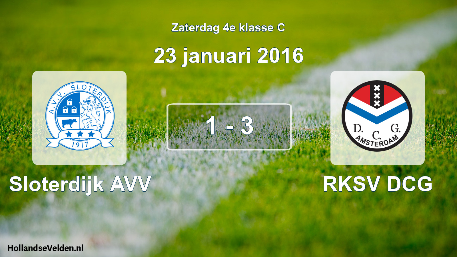 Total number of matches played: Sloterdijk AVV - RKSV DCG 1 - 3 (23 January 2016)