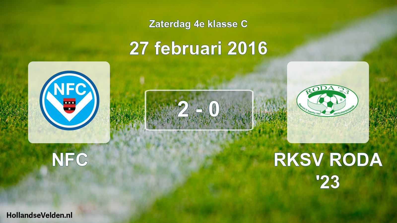 Total number of matches played: NFC - RKSV RODA '23 2 - 0 (27 February 2016)