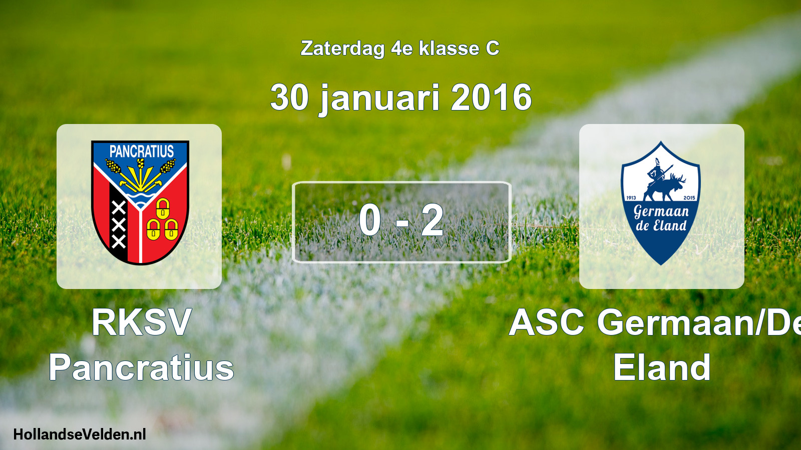 Total number of matches played: RKSV Pancratius - ASC Germaan/De Eland 0 - 2 (30 January 2016)