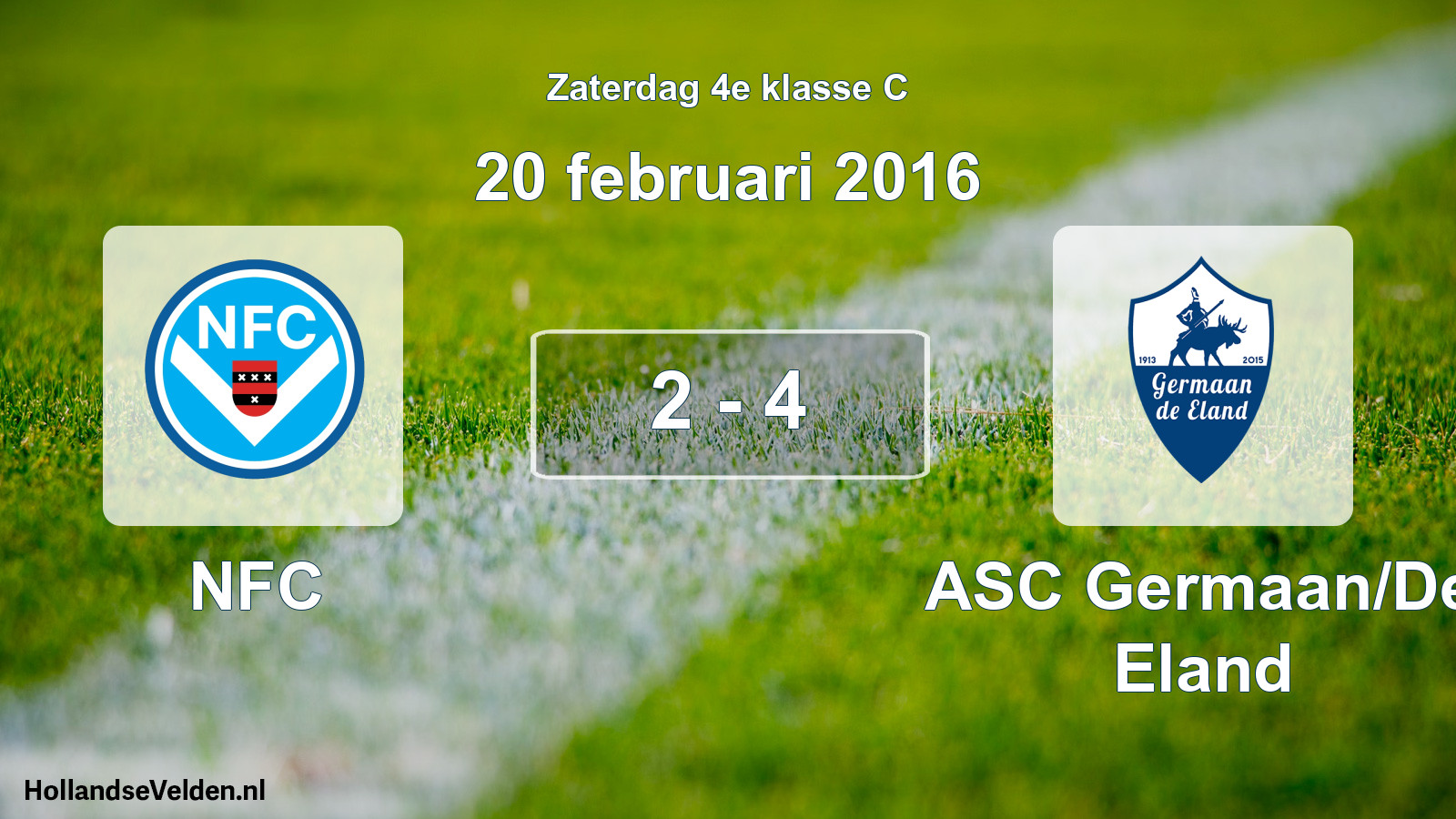 Total number of matches played: NFC - ASC Germaan/De Eland 2 - 4 (20 February 2016)