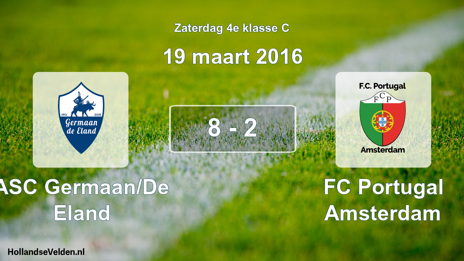 Total number of matches played: ASC Germaan/De Eland - FC Portugal Amsterdam 8 - 2 (19 March 2016)