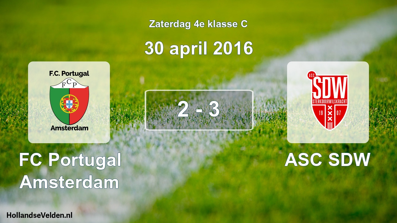 Total number of matches played: FC Portugal Amsterdam - ASC SDW 2 - 3 (30 April 2016)