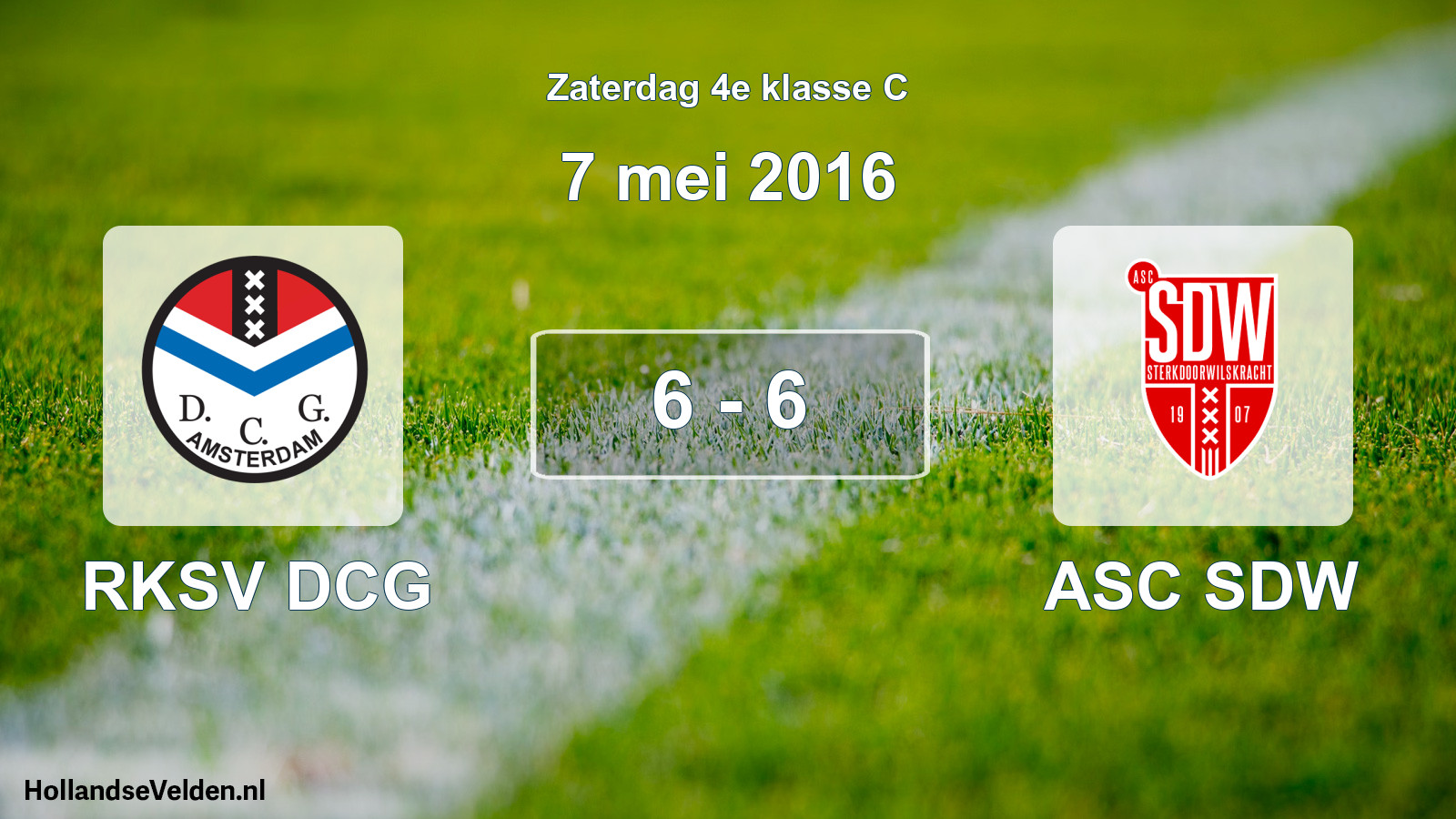 Total number of matches played: RKSV DCG - ASC SDW 6 - 6 (7 May 2016)