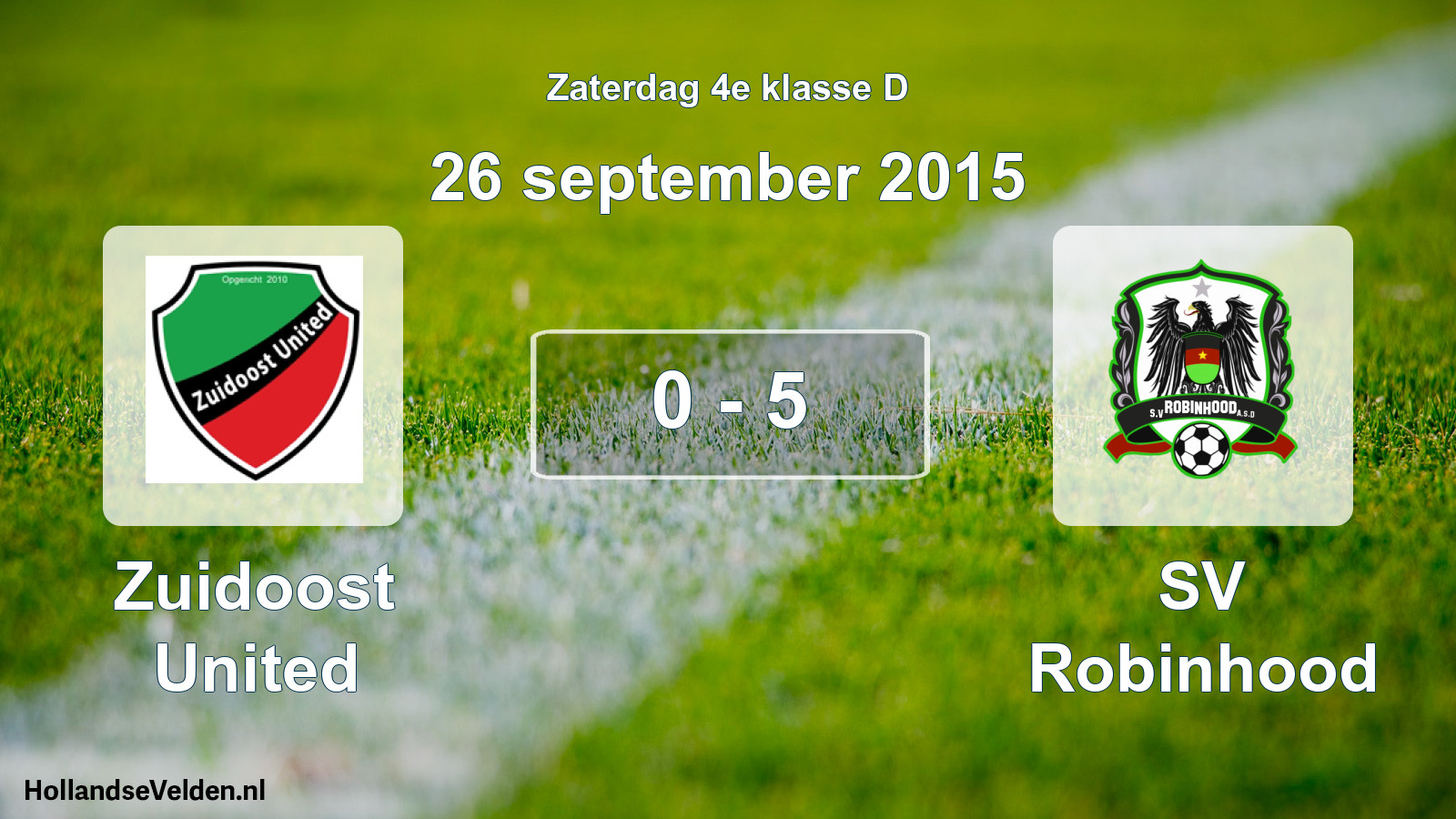 Total number of matches played: Zuidoost United - SV Robinhood 0 - 5 (26 September 2015)