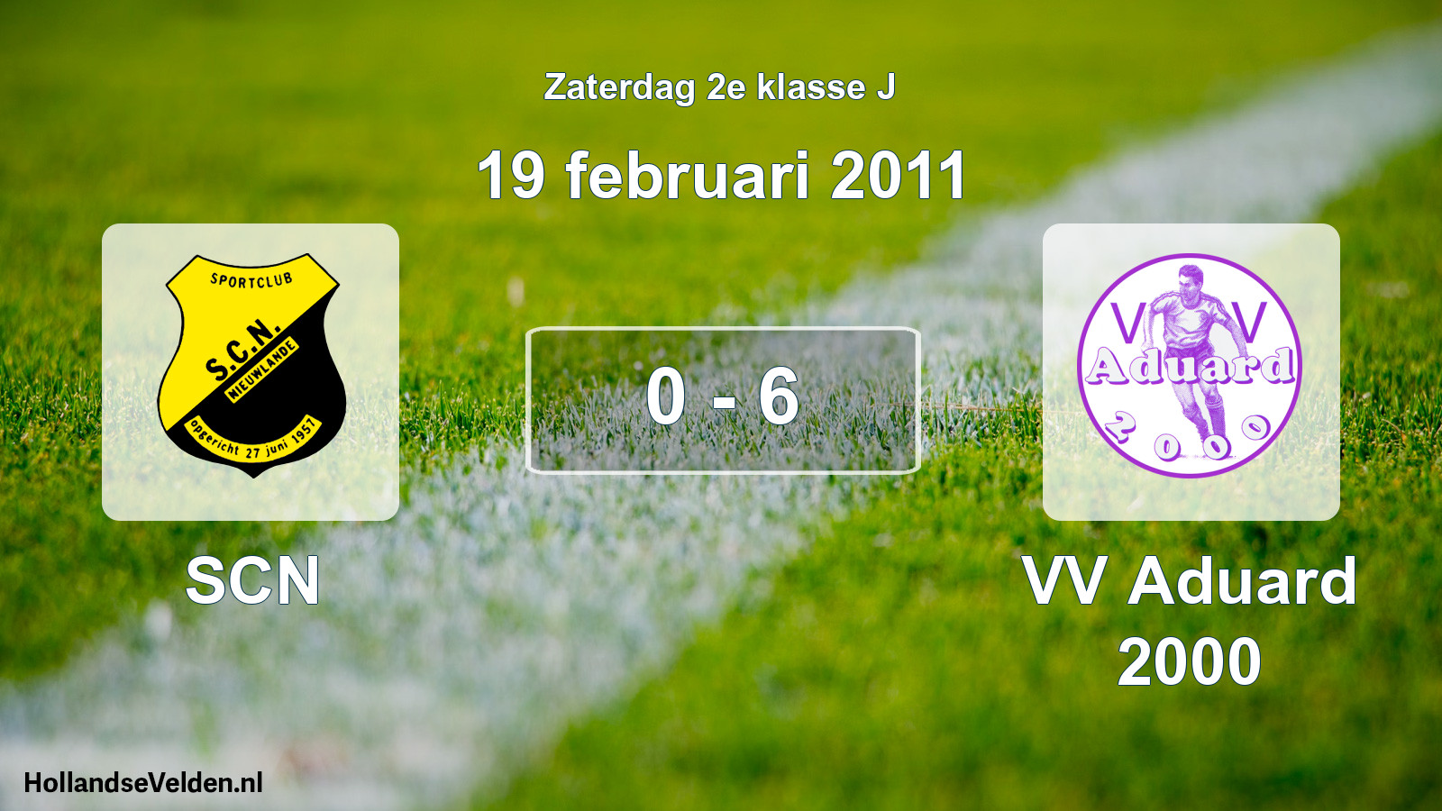 Total number of matches played: SCN - VV Aduard 2000 0 - 6 (19 February 2011)