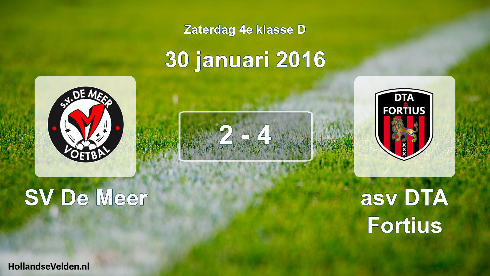 Total number of matches played: SV De Meer - asv DTA Fortius 2 - 4 (30 January 2016)